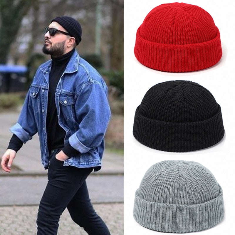 Men Cap Winter, Brimless Cap, Hat Beanie, Melon Cap